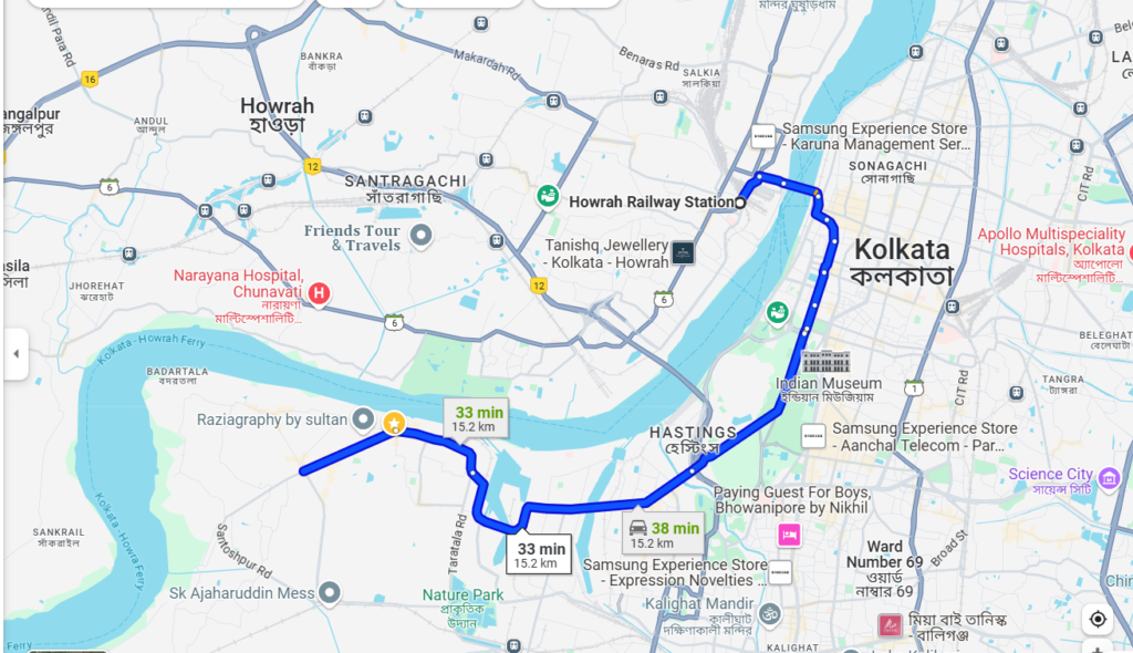 Best Routes from Howrah to Metiabruz Haat