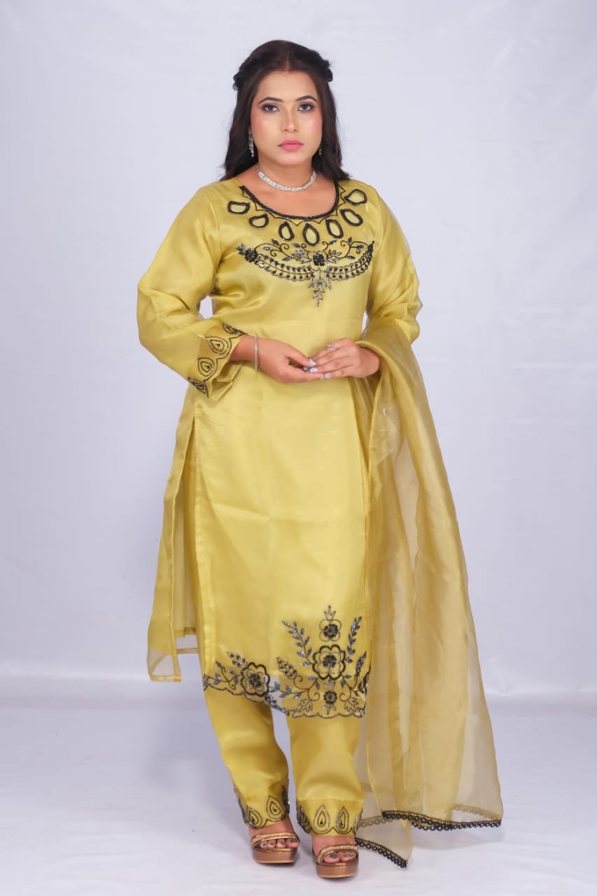 Pant suit with fully handwork