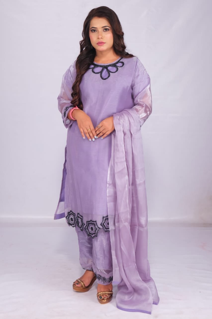 pant suit set and dupatta with fully handwork